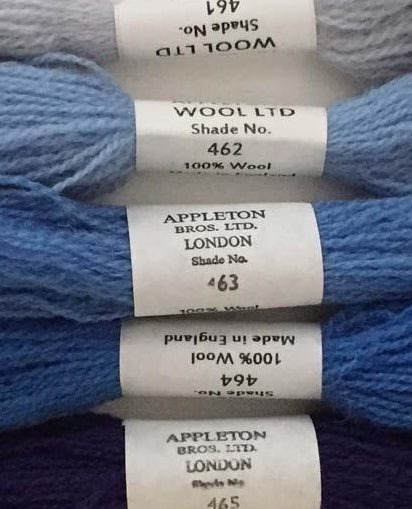 Appleton Tapestry Wools - Cornflower Blue Set, 10m Skeins 461-465