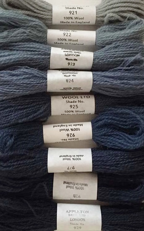 Appleton Tapestry Wools - Dull China Blue Set, 10m Skeins 921-929