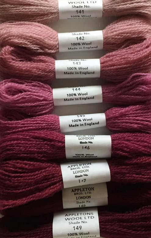 Appletons Tapestry Wool - Dull Rose Pink Set, 10m Skeins 141 - 149
