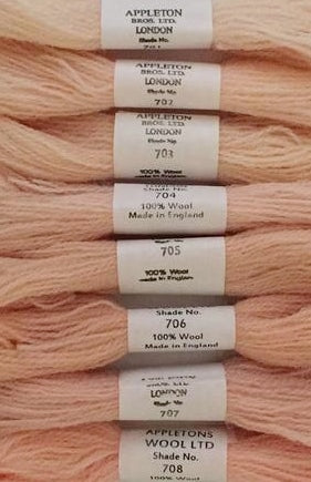 Appleton Tapestry Wools - Flesh Tints Set, 10m Skeins 701-708