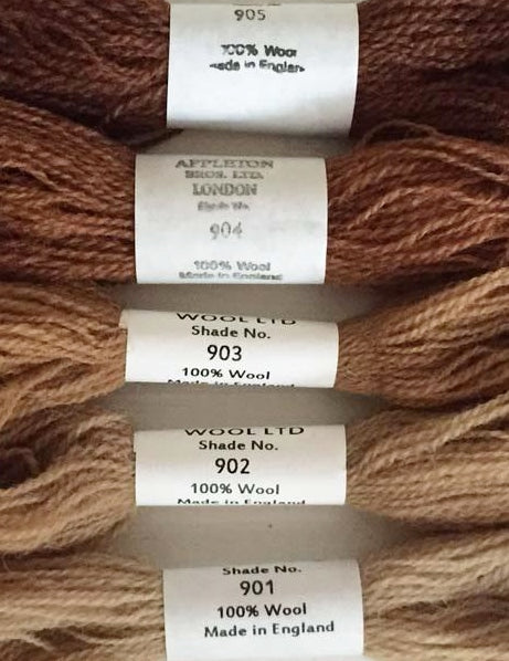 Appleton Tapestry Wools - Golden Brown Set, 10m Skeins 901-905