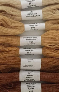 Appleton Tapestry Wools - Honeysuckle Yellow Set, 10m Skeins 691-698