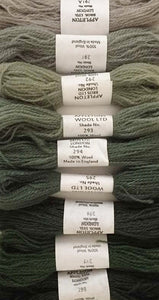 Appleton Tapestry Wools - Jacobean Green Set, 10m Skeins 291A-298
