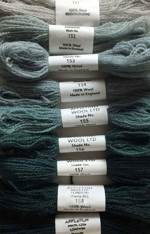 Appletons Tapestry Wool - Mid Blue Set, 10m Skeins 151 - 159