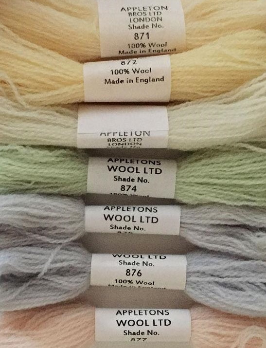 Appleton Tapestry Wools - Pastel Set, 10m Skeins 871-877