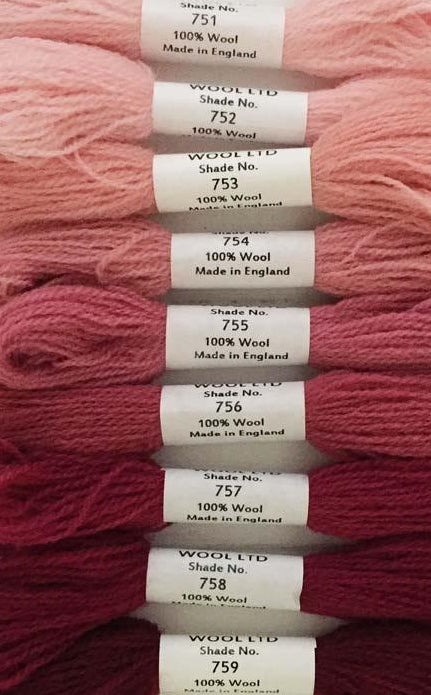 Appleton Tapestry Wools - Rose Pink Set, 10m Skeins 751-759