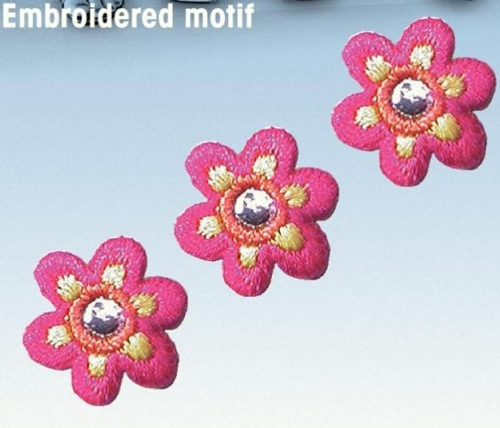 Flower Motif, Embroidered Pink Flower Embellishment Set -Prym 926133