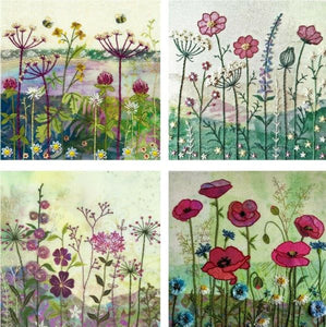 Beaks and Bobbins Embroidery Kits - Set of 4 Floral Landscape Embroidery Kits
