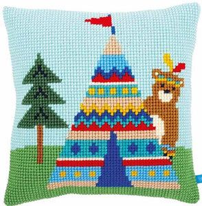 Bear and Teepee CROSS Stitch Tapestry Kit, Vervaco PN-0155330