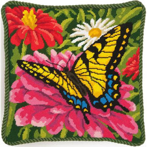Butterfly and Zinnias Tapestry Needlepoint Kit, Dimensions D71-20087