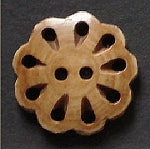 Natural Buttons, Carved Henna Petal Flower Button - 25mm