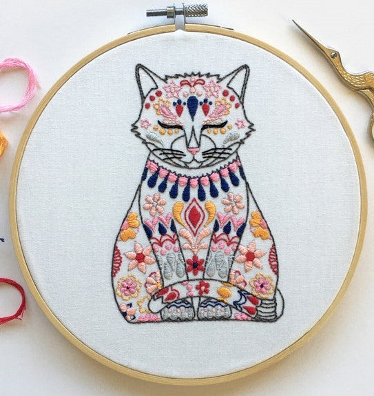 Cat Embroidery Kit, Cinnamon Stitching