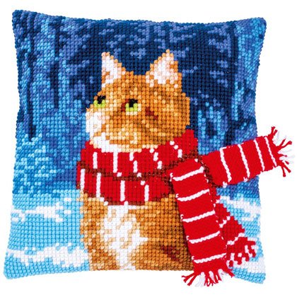 Cat with Scarf CROSS Stitch Tapestry Kit, Vervaco PN-0196702