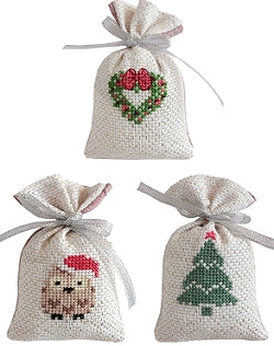 Christmas Cross Stitch Kit Gift Bag Set, Gold/Silver, Luca-s