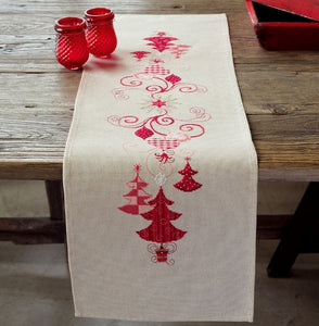 Christmas Decorations Tablecloth Cross Stitch Kit, Embroidery Runner, Vervaco PN-0144712