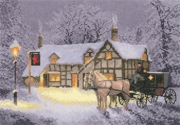 Christmas Inn Cross Stitch Kit, John Clayton, Heritage Crafts