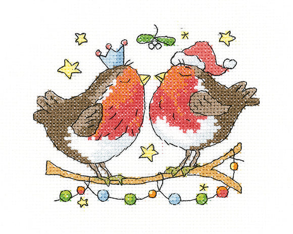 Christmas Kiss Cross Stitch Kit, Heritage Crafts -Karen Carter