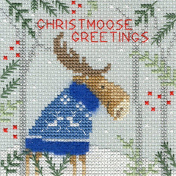 Xmas Moose Christmas Card Cross Stitch Kit, Bothy Threads XMAS7