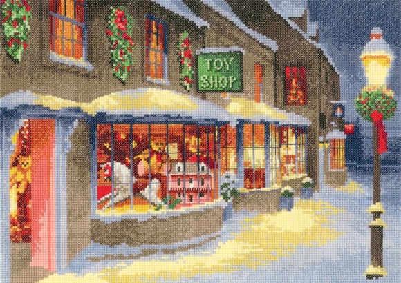 Christmas Toy Shop Cross Stitch Kit, John Clayton, Heritage Crafts