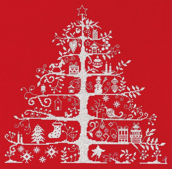Christmas Tree Cross Stitch Kit, Red, DMC JPBK557R
