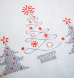 Christmas Trees Tablecloth PRINTED Cross Stitch Kit, Embroidery Vervaco PN-0166603
