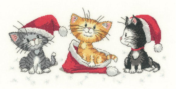 Christmas Kittens Counted Cross Stitch Kit, Heritage Crafts -Peter Underhill