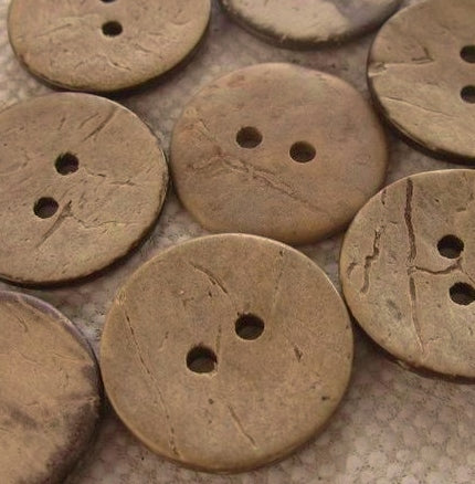 Coconut Buttons, Rustic Beige Textured Coconut Button - Large, 30mm