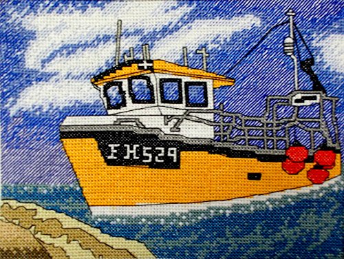 Cornish Fishing Boat Counted Cross Stitch Kit, Emma Louise Art Stitch