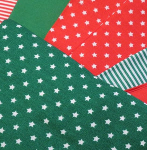 Country Cotton Fabric Bundle, Fat Quarters -Red/Green Stars/Stripes