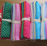 Country Cotton Fabric Bundle, Fat Quarters -Bright Stripes