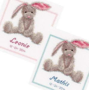 Cute Bunny Birth Sampler Cross Stitch Kit, Vervaco PN-0144493