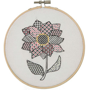Dahlia Blackwork Embroidery Cross Stitch Kit, Anchor ABW0006