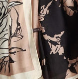 SILK Scarf - Classic Art Damask Rose Silk Fabric Scarf / Shawl