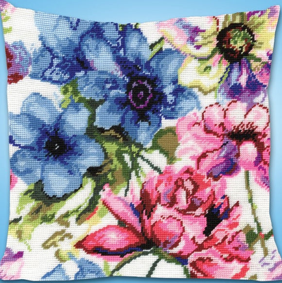 Watercolour Floral Tapestry Kit, Needlepoint Starter Design Works 2619