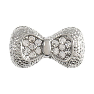 Diamante Button, Diamante Bow Crystal Embellishment, Silver Tone -16mm