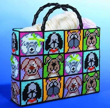 Dogs Tote Bag Tapestry Kit, COUNTED Plastic Canvas Work, Design Works 1827