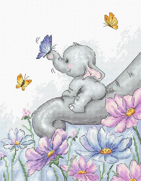 Elephant with Butterfly Cross Stitch Kit, Luca-s B1183