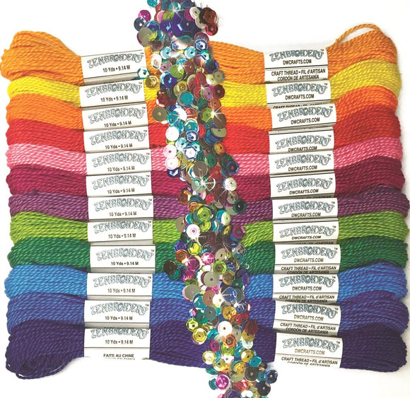 Perle Cotton Embroidery Thread Pack of 12 -Zenbroidery Rainbow 4060