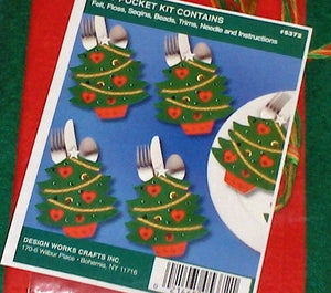 Christmas Tree Pockets Felt Embroidery Applique Kit, Design Works 5372