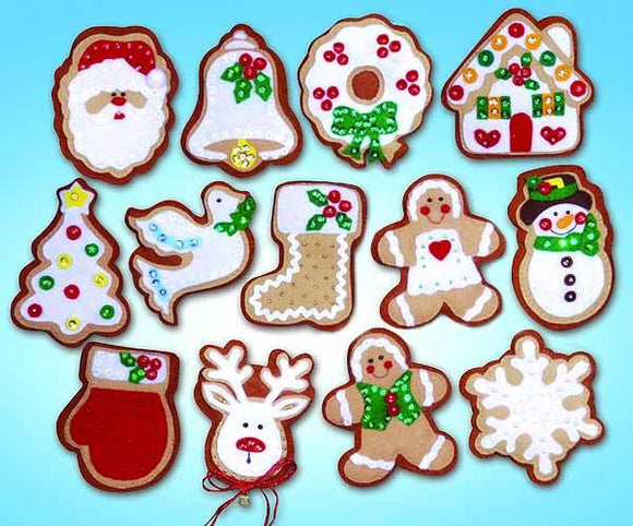 Christmas Cookies, Gingerbread Felt Embroidery Applique Kit, Design Works 5393