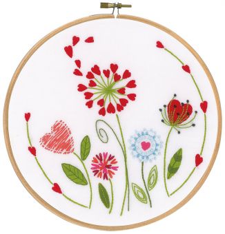 Flowers Embroidery Kit with Hoop, Vervaco pn-0171229