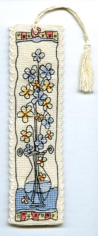 Flowers in a Glass Vase Bookmark Cross Stitch Kit, Michael Powell Art BM006