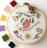 Folk Art Bird Embroidery Kit, Cinnamon Stitching