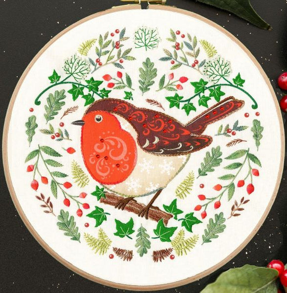 Folk Robin Embroidery Kit, Bothy Threads
