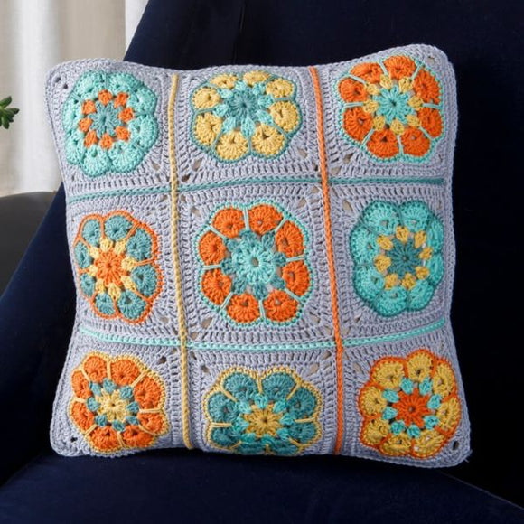 Granny Square Cushion Crochet Kit, GREY, Anchor A28G001\9063