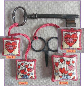Hearts Scissor Keep & Key Keep Cross Stitch Kits, Michael Powell Art x102