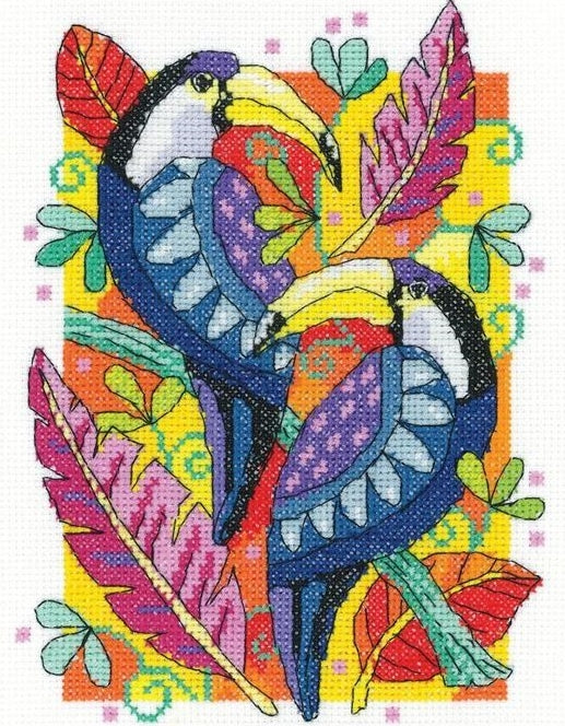 Toucans Counted Cross Stitch Kit, Heritage Crafts -Karen Carter