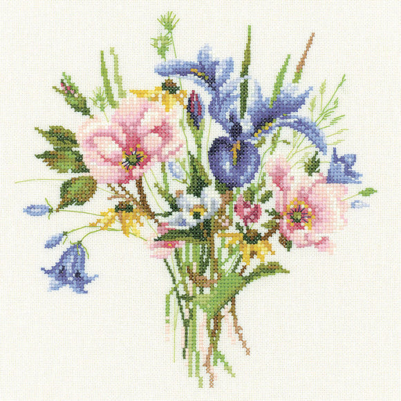 Wild Flower Posy Counted Cross Stitch Kit, Heritage Crafts, Valerie Pfeiffer