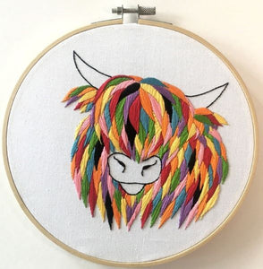 Highland Cow Embroidery Kit, Cinnamon Stitching