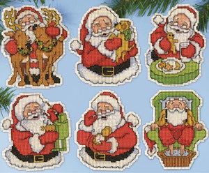Jolly Santas Ornaments Cross Stitch Kit, Design Works 5911